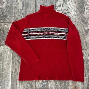 VENEZIA Vintage Y2K Red Ribbed Knit Turtleneck Sweater Top Size 14/16